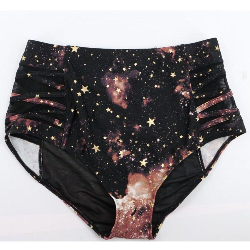 Torrid Celestial Star High Waist Swim Bottoms Size 1 US 14-16 Black Space